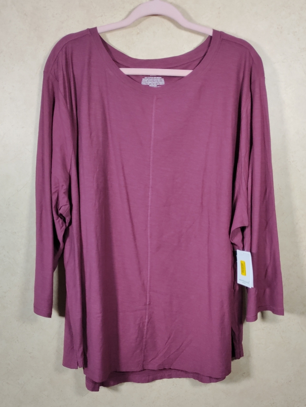 J143 Westbound Purple Relaxed Fit Center Seam Top 3X NWT